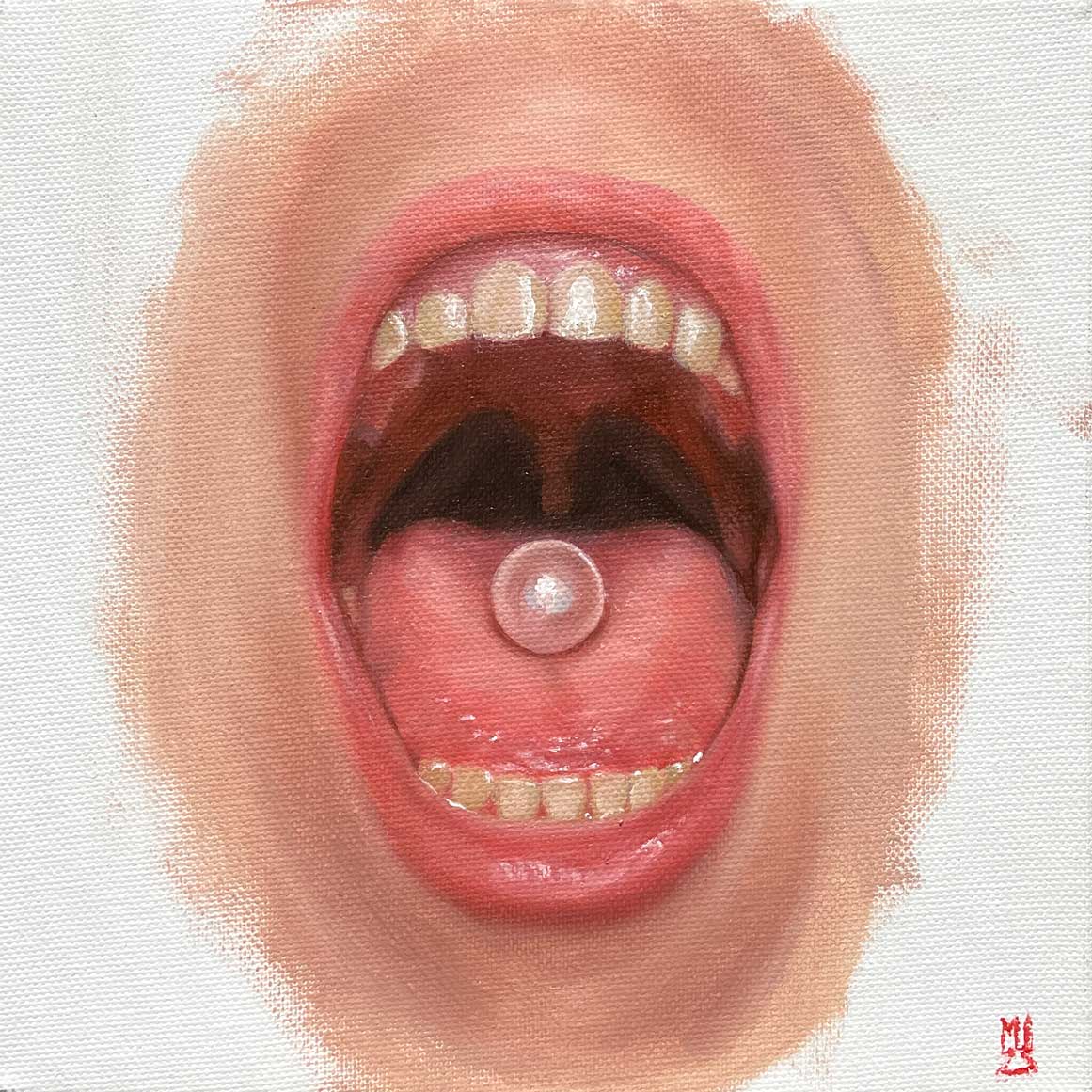 Mund mit Perle - Original
