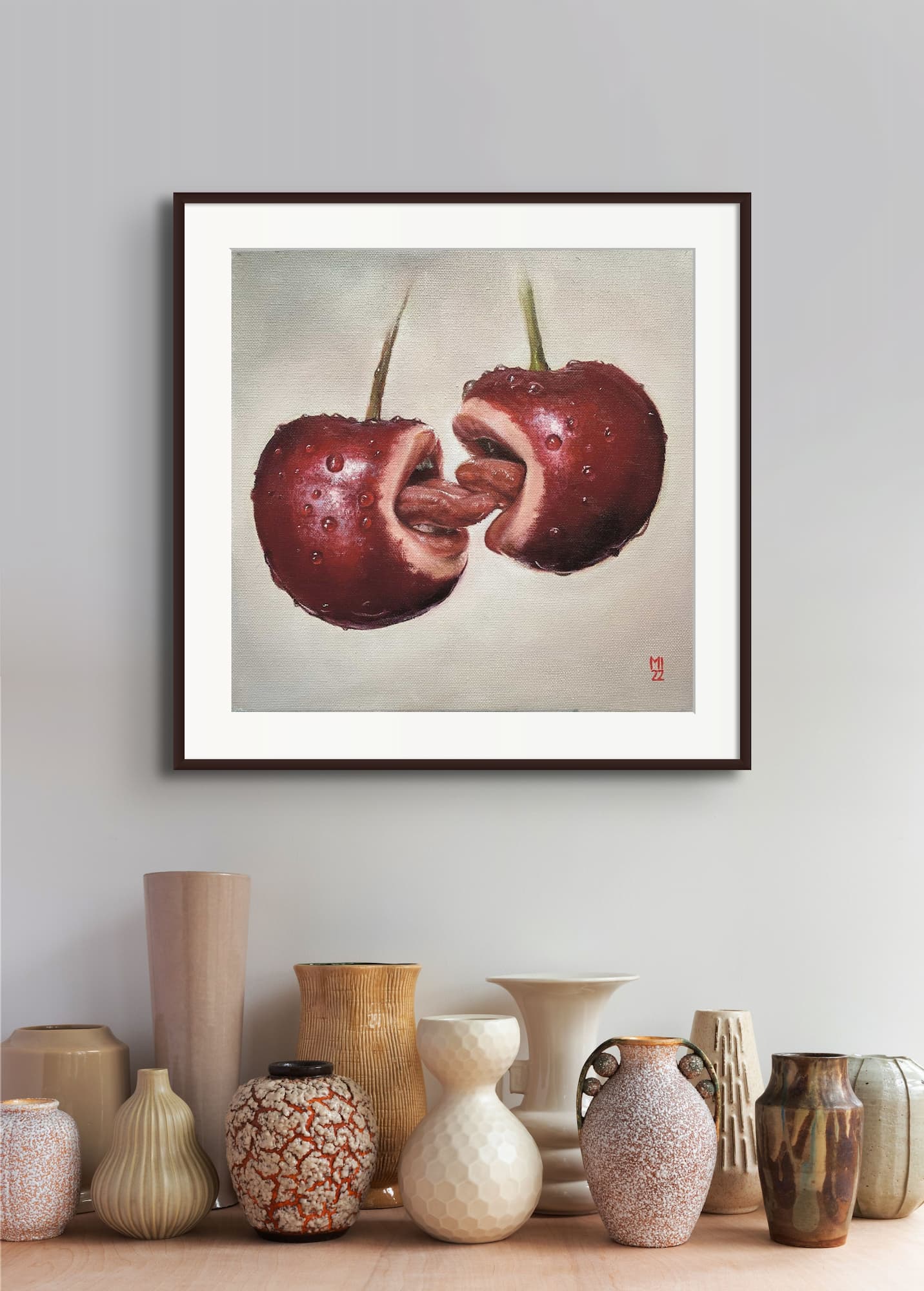 Kirschen mit Zungen - Kunstdruck