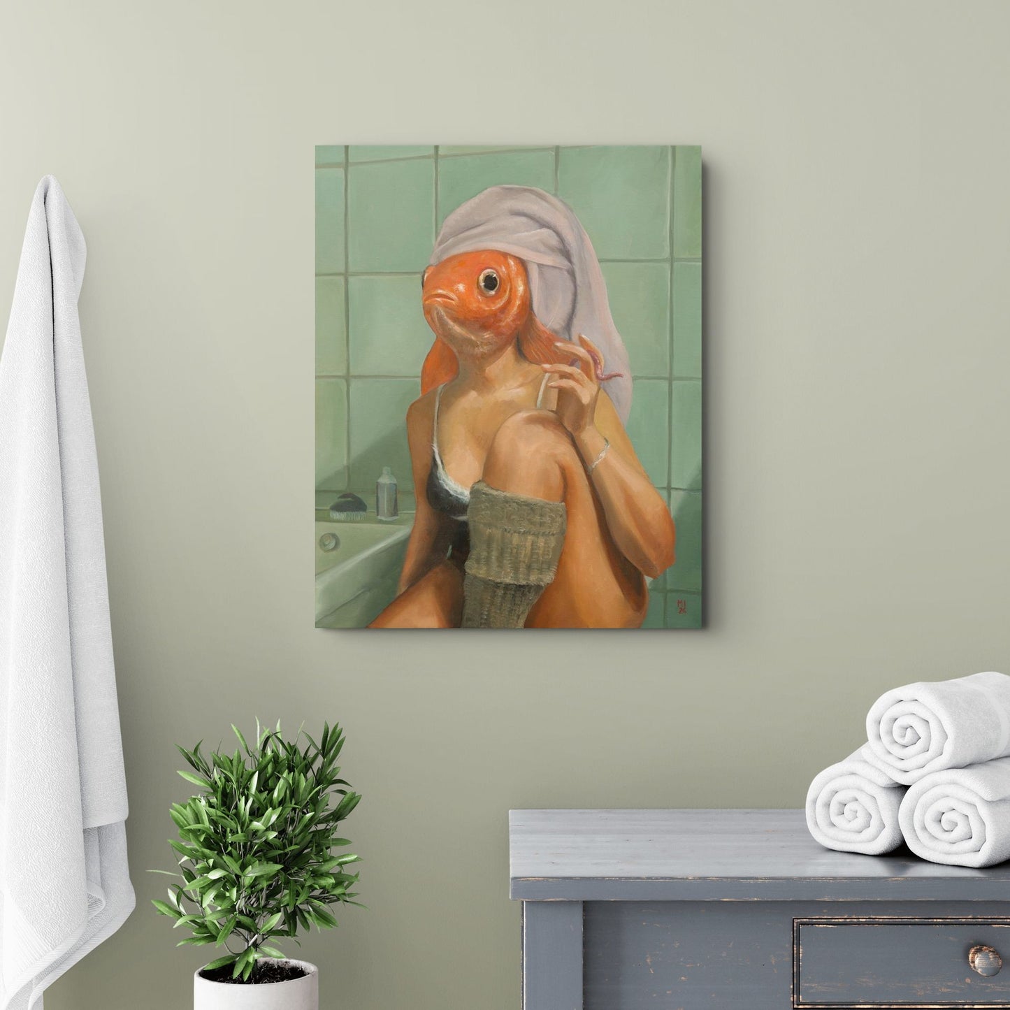 Frau als Goldfisch - Original