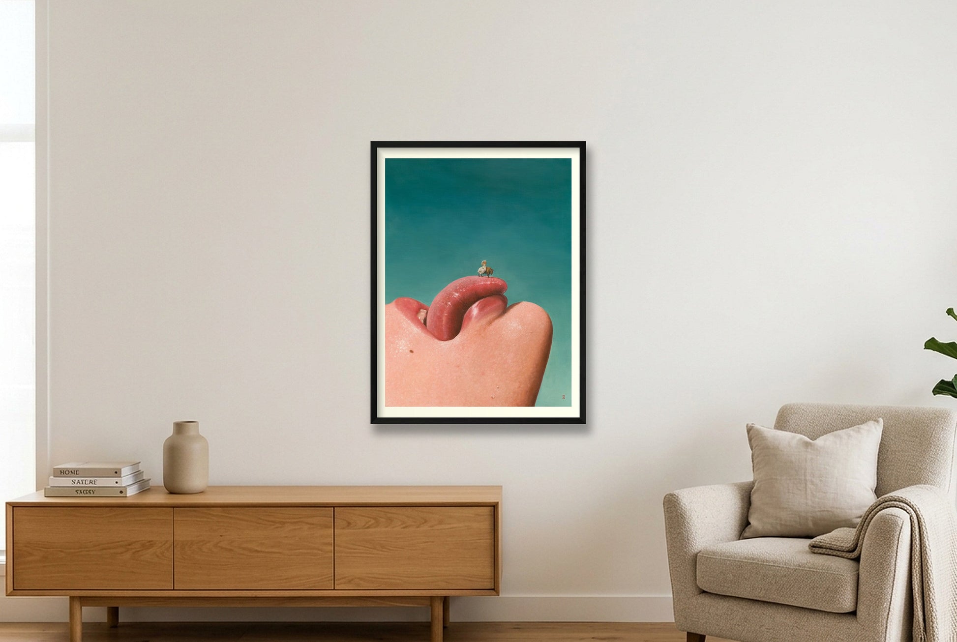 Mund mit Bison — 60×80cm Black Frame
