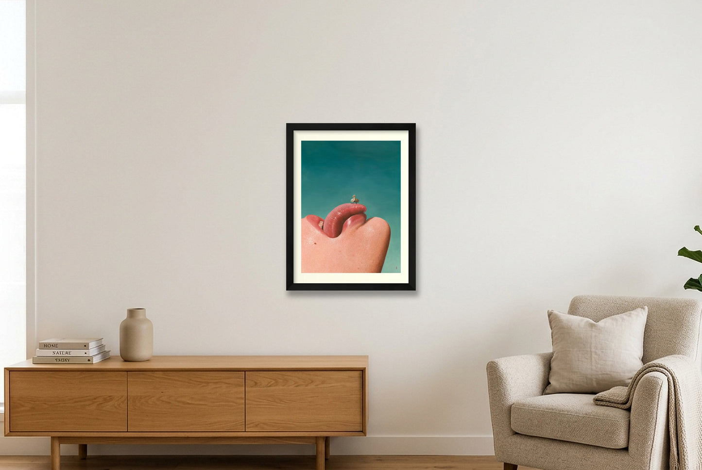 Mund mit Bison — 30×40cm Black Frame