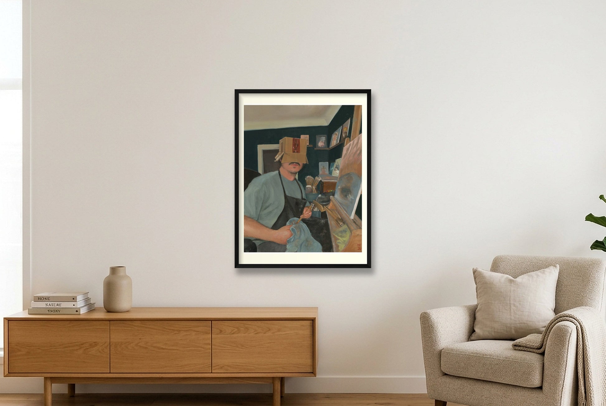 Melke mit Kiste — 60×80cm Black Frame