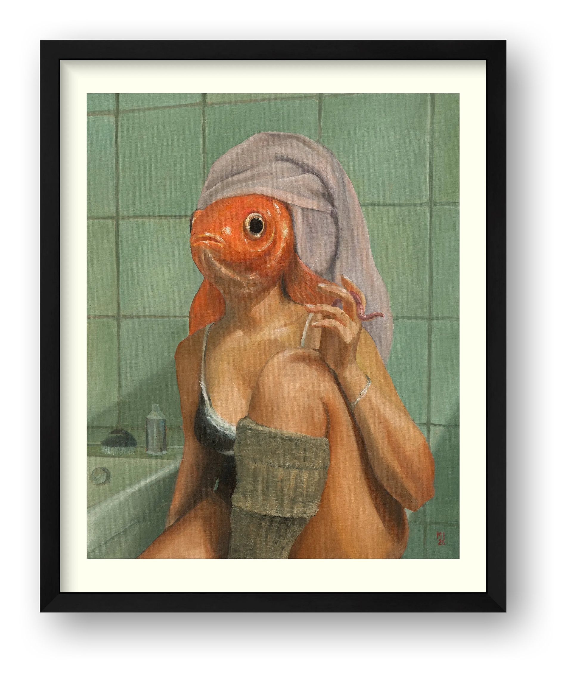 Frau als Goldfisch — framed
