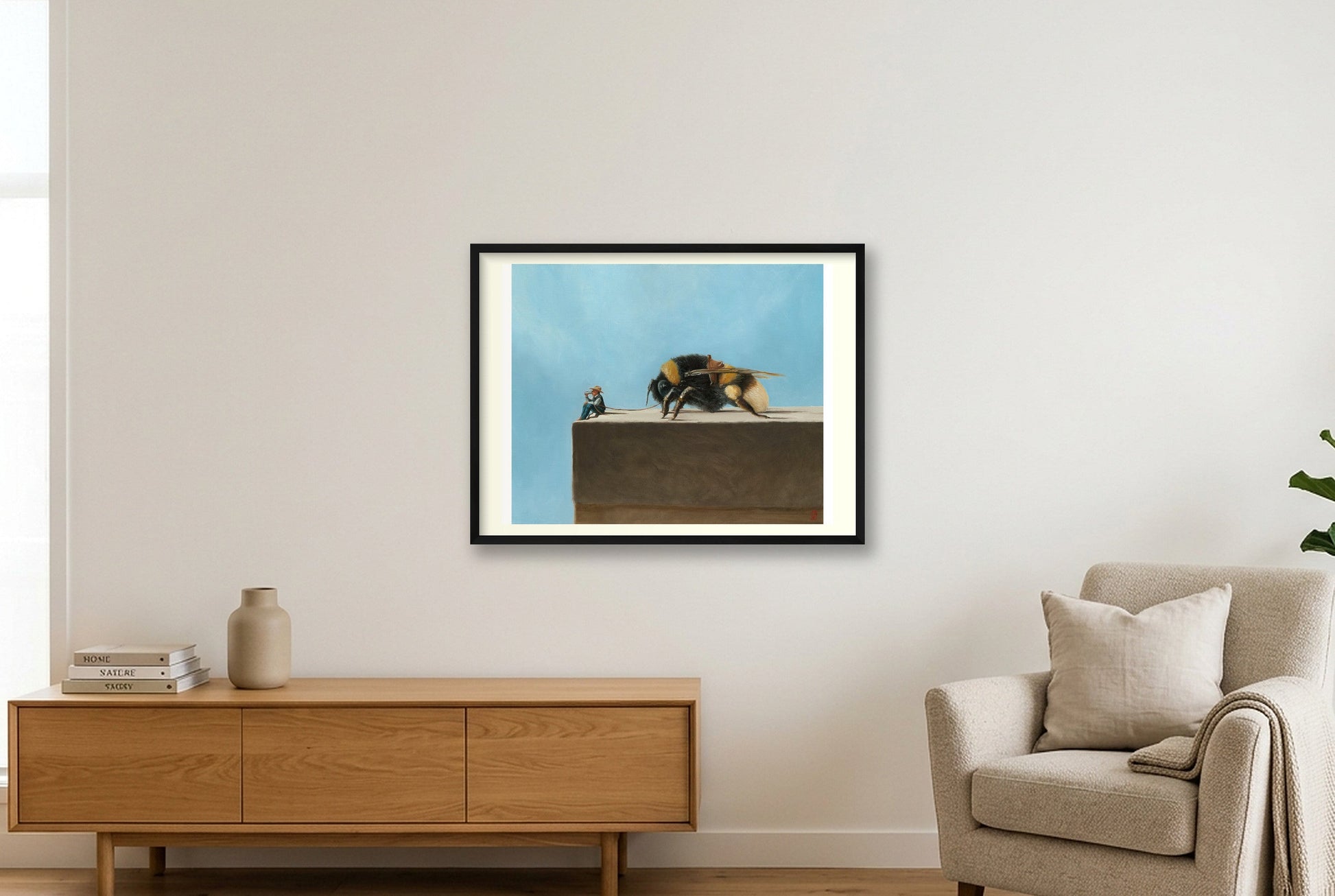 Der Hummelcowboy — 80×60cm Black Frame