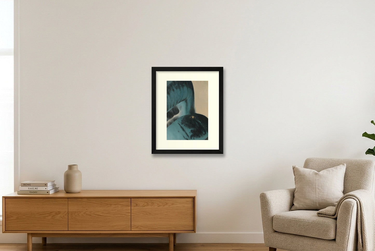 Lippen mit Lagerfeuer — 28×35cm Black Frame