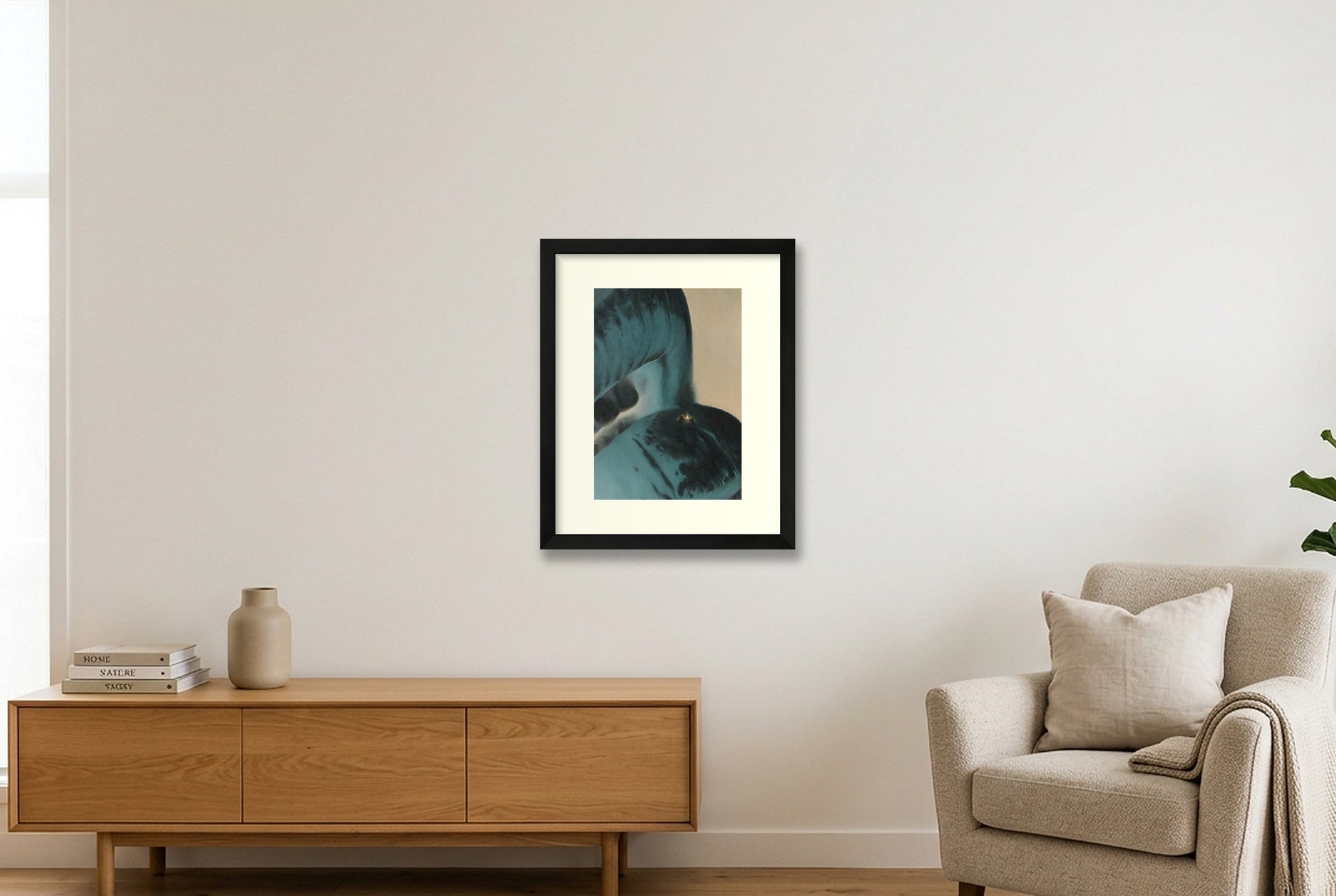 Lippen mit Lagerfeuer — 28×35cm Black Frame