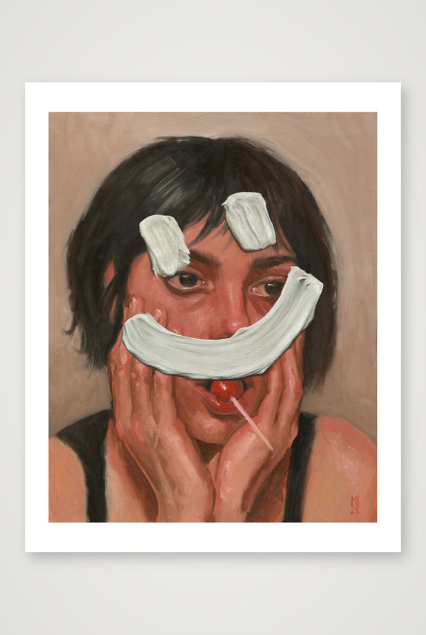 Frau mit Smiley — 28×35cm Print only