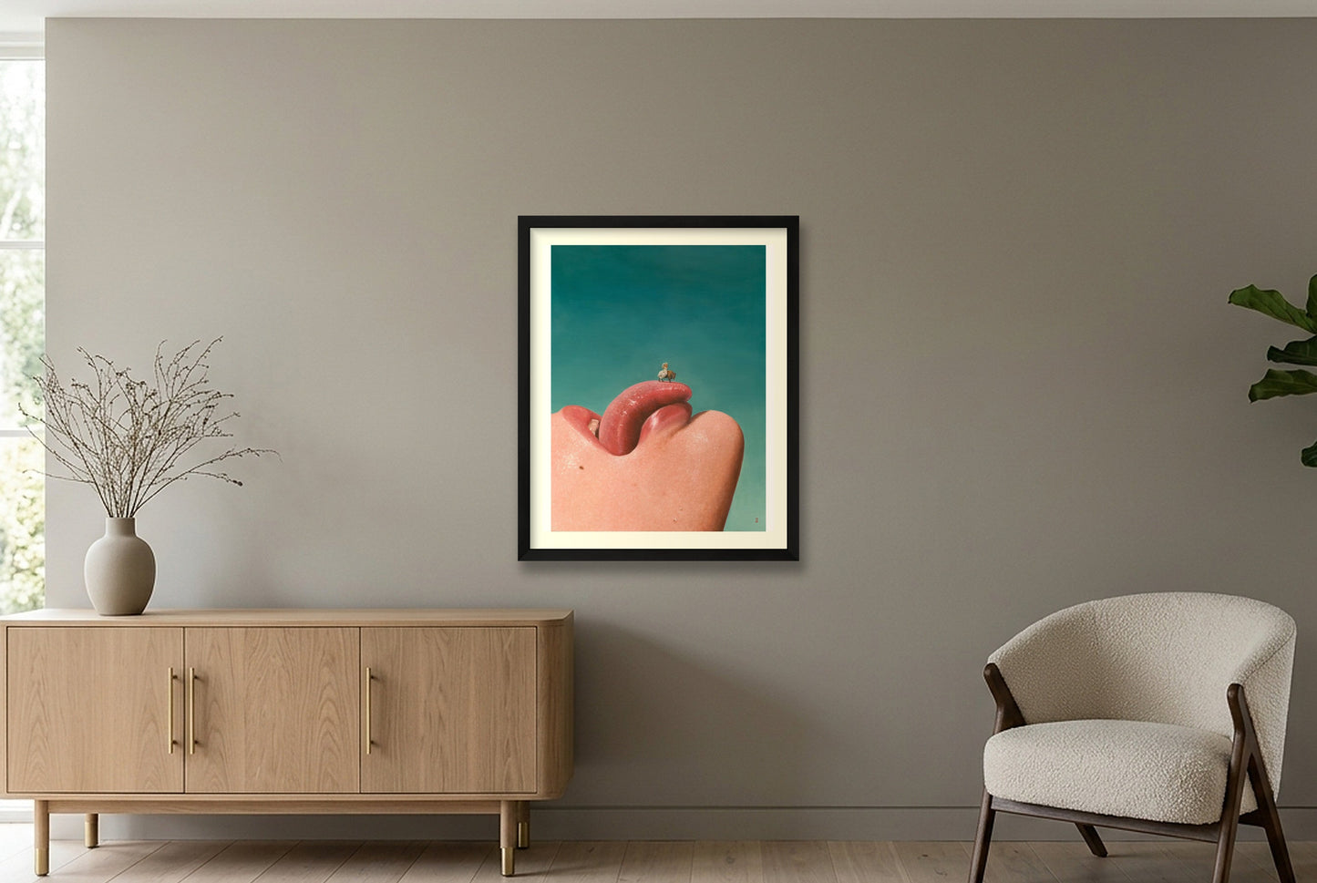 Mund mit Bison — 40×50cm Black Frame