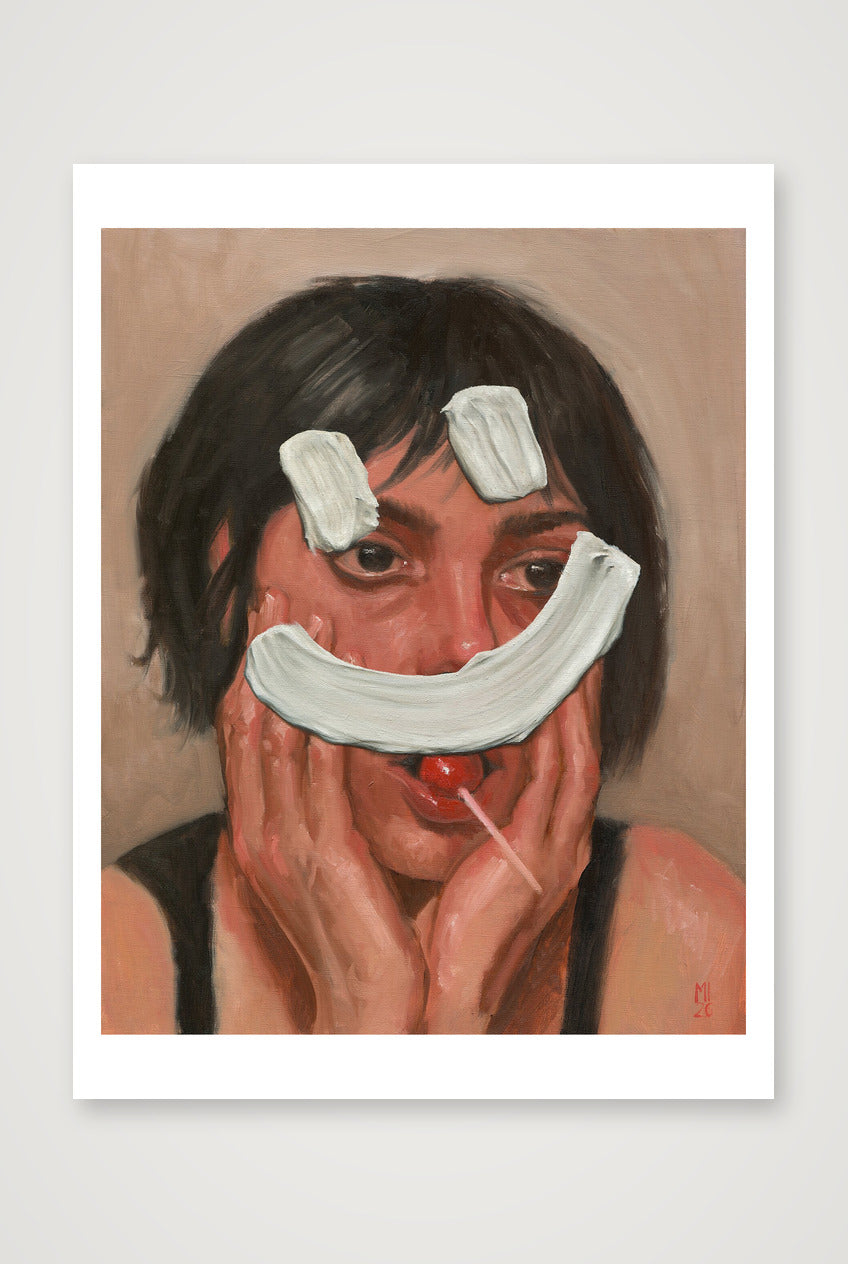 Frau mit Smiley — 60×80cm Print only
