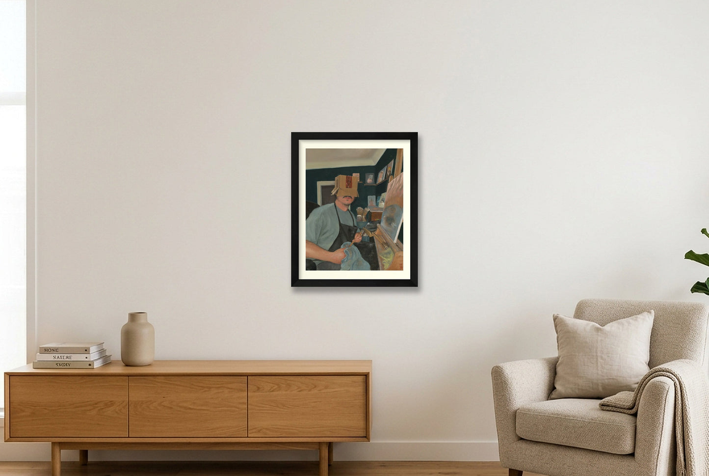 Melke mit Kiste — 28×35cm Black Frame