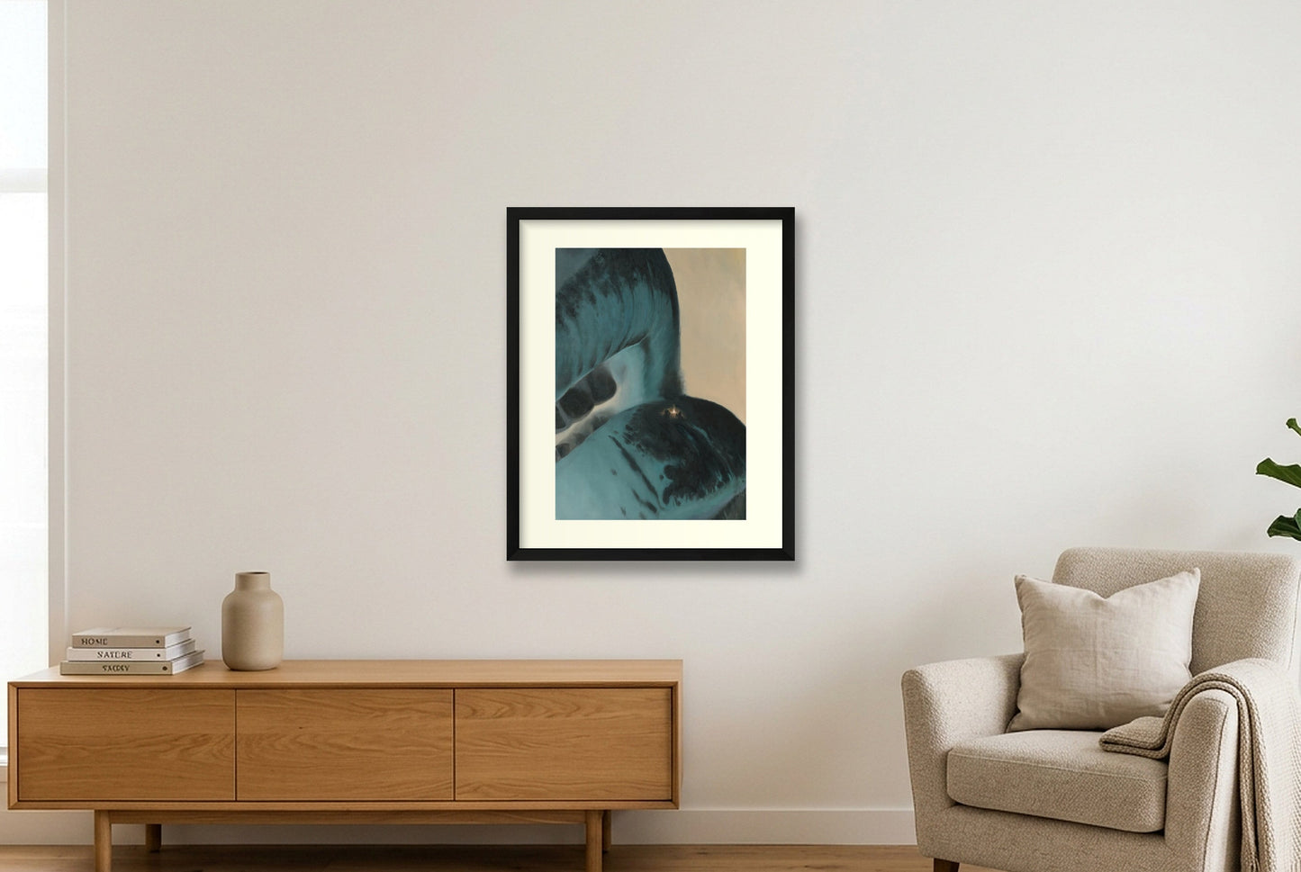 Lippen mit Lagerfeuer — 40×50cm Black Frame