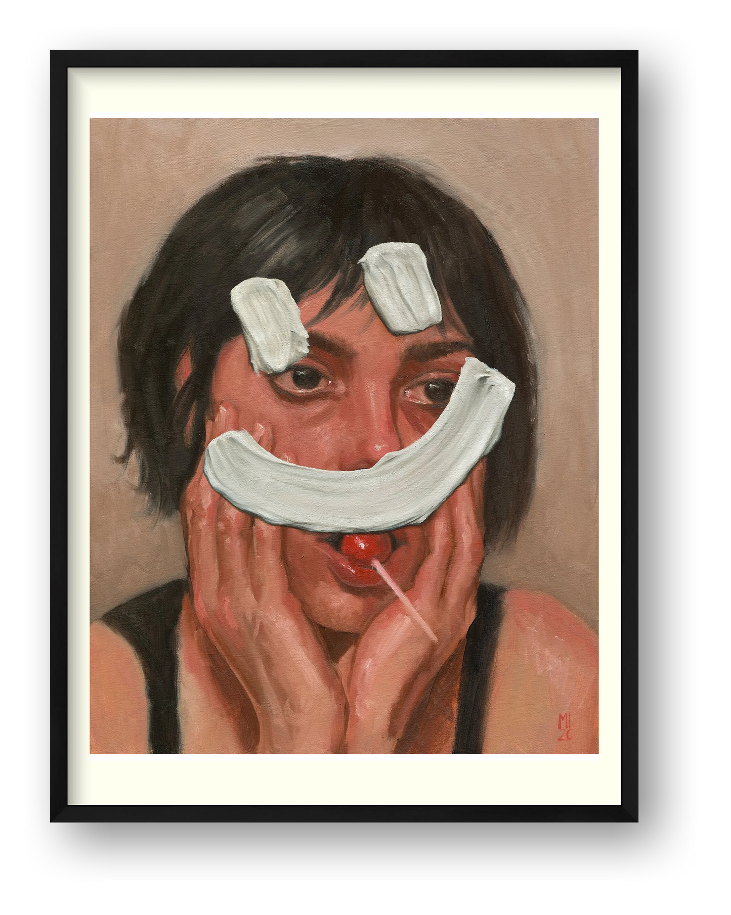 Frau mit Smiley — framed