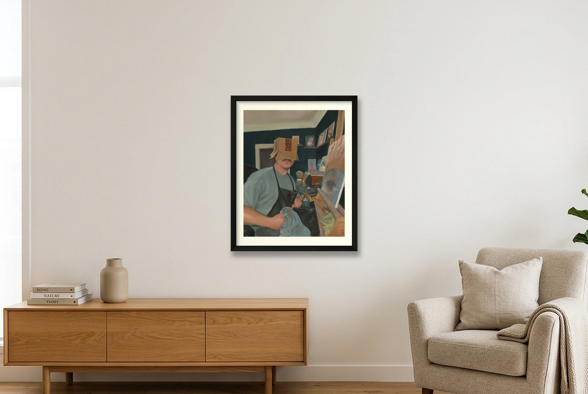 Melke mit Kiste — 40×50cm Black Frame