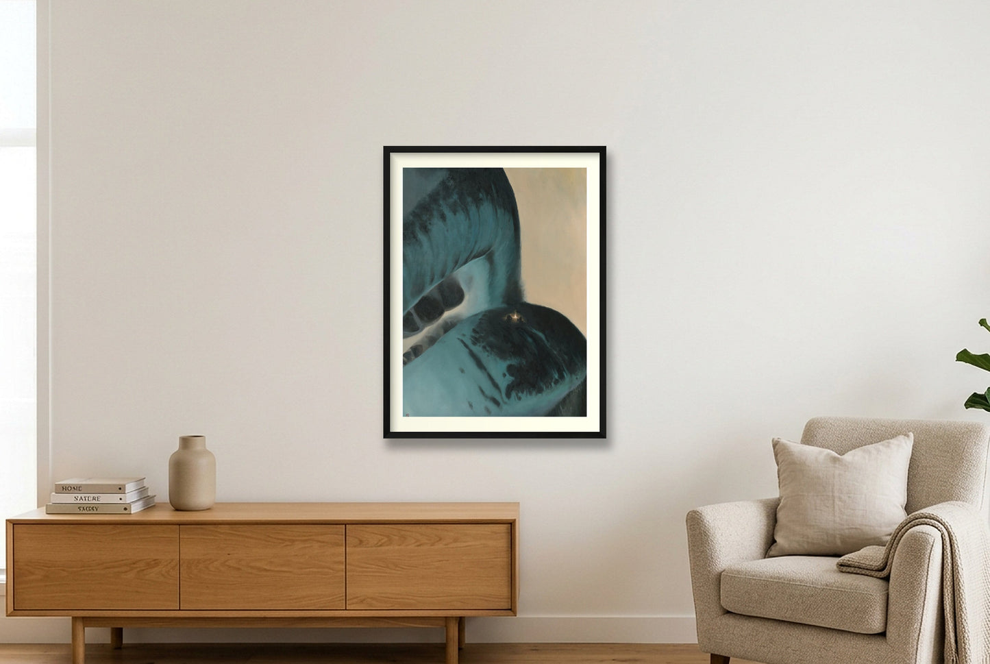 Lippen mit Lagerfeuer — 60×80cm Black Frame